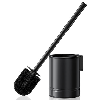 HAMITOR Toilet Brush and Holder Set: 2 Pack Stainless Steel Rustproof Kits with Deep Cleaning Bristles - Hidden Toilet Cleaner Scrubber for Homeowners - Compact Bathroom Accessories for Home RV Silver