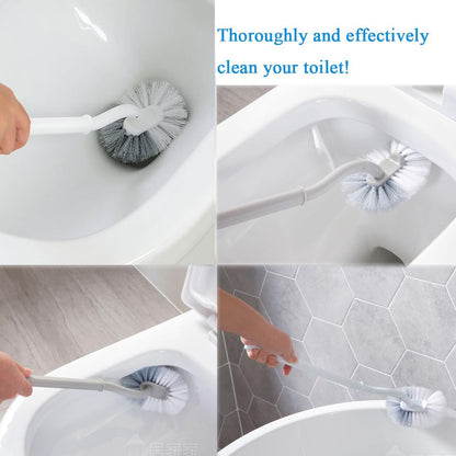 2 Pack Curved Toilet Bowl Brush Without Holder for Bathroom, Compact Toilet Brush Durable Under The Rim Household Deep Cleaning Brushes (White Toilet Brush Without Holder)