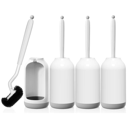 HAMITOR Toilet Bowl Brush Holder Set: Bathroom Deep Cleaning Scrubber