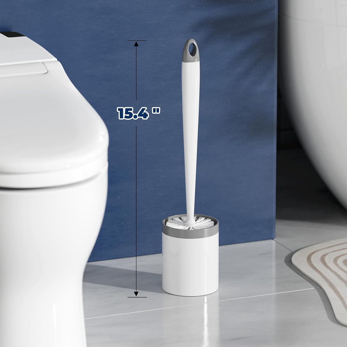 Holaloha Toilet Brush and Holder Set, Compact Design, 4 Pack, White
