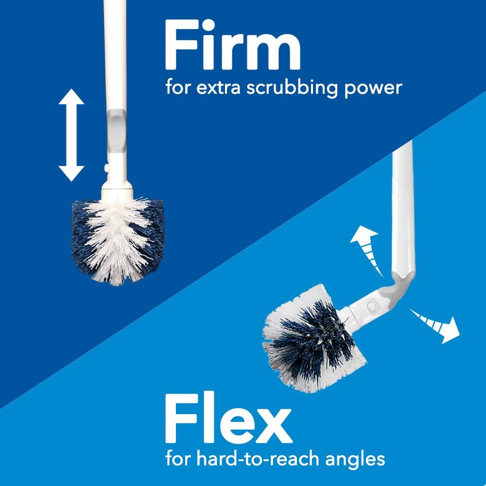 Unger No-Drip Toilet Brush Set, Flexible Neck Scrubber with Portable Carrying Caddy Holder, Discreet Bathroom Cleaning Supplies, Scrub Tough Stains with Non-Scratch Bristles