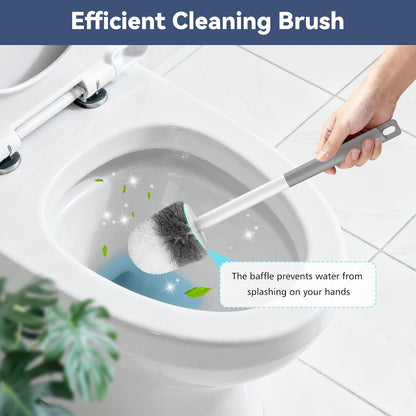 Toilet Brush, 3 Pack Compact Toilet Bowl Brush and Holder Set with Nylon Bristles Toilet Cleaner Brush Hidden Toilet Scrubber Brush for Bathroom Cleaning, Grey & White