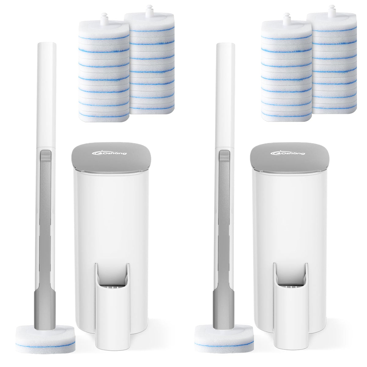 oshang Disposable Toilet Brush - Toilet Bowl Cleaner, Toilet Cleaning Supplies, Toilet Brush with Holder, 14 Refills for Deep Cleaning and Hygienic Bathroom Maintenance