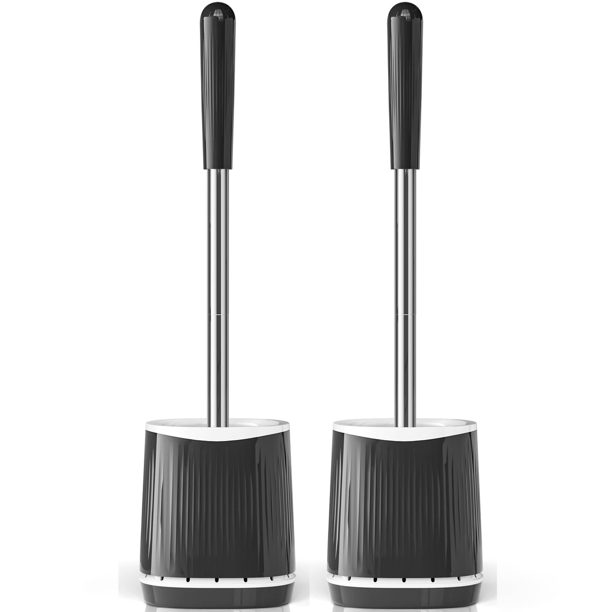 TRENTI Toilet Brush and Holder Set - Bristles Bowl Brush Head with Ventilated Holder, Wall Mounted Compact Set for Bathroom Deep Cleaning