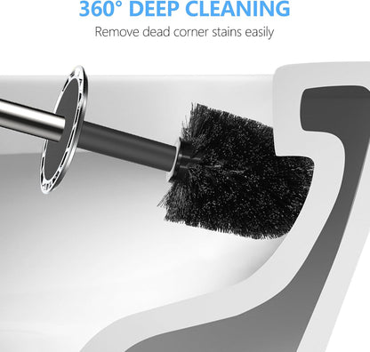 SetSail Toilet Brush, Compact Size Toilet Bowl Brush and Holder Toilet Brushes for Bathroom with Stainless Steel Handle Toilet Cleaner Brush with Durable Scrubbing Bristles, Splash-Proof