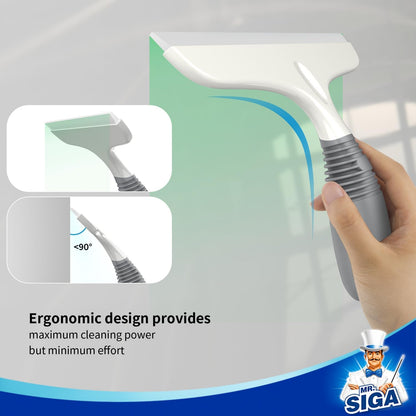 MR.SIGA Silicone Squeegee for Shower Doors, 25 cm/10 inch, White & Gray