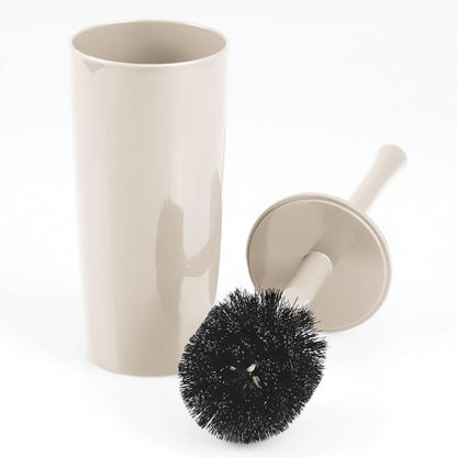 mDesign Slim Plastic Toilet Bowl Brush and Holder Set, Modern Compact Storage Organizer Cleaner Scrubber for Toilet - Heavy Duty Cleaning Plunger for Bathroom, Aura Collection - Cream