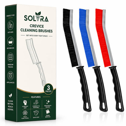 Crevice Cleaning Brush Set – 3Pcs Hard Bristle Cleaning Tools for Grout, Tile Floors, Gaps & Narrow Spaces – Small Grout Scrub Brush for Cleaning Bathroom, Shower, Window Tracks, Kitchen