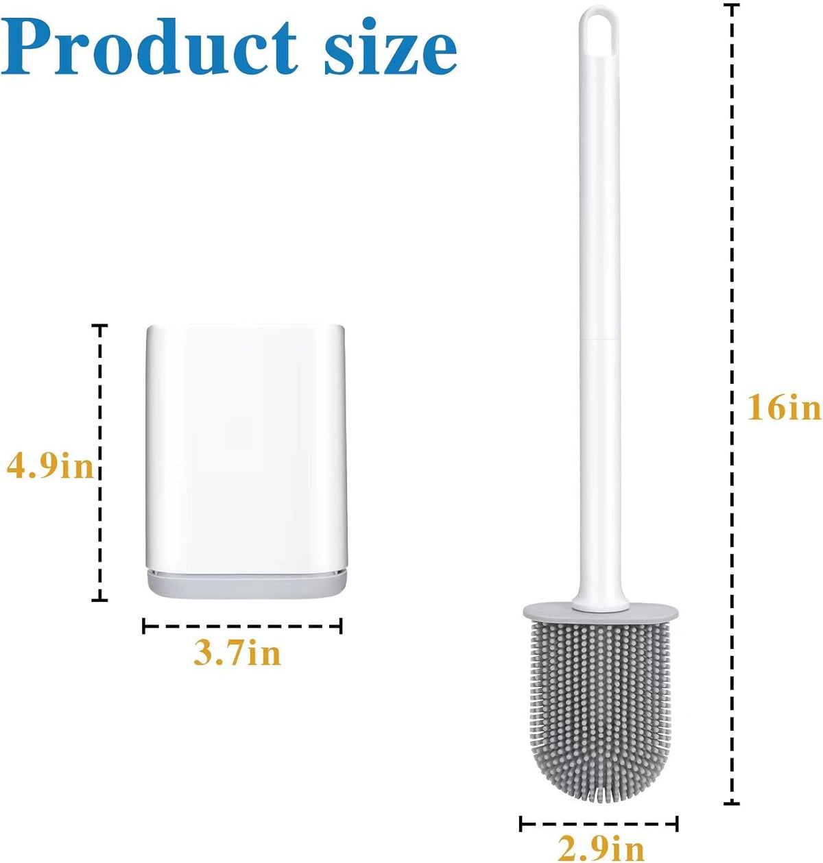 Silicone Toilet Brush and Holder, Wall Mounted No Rust Problem White