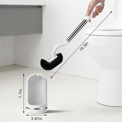 AONEZ White Toilet Brush Set, Deep Under-Rim Cleaning, Vented Holder