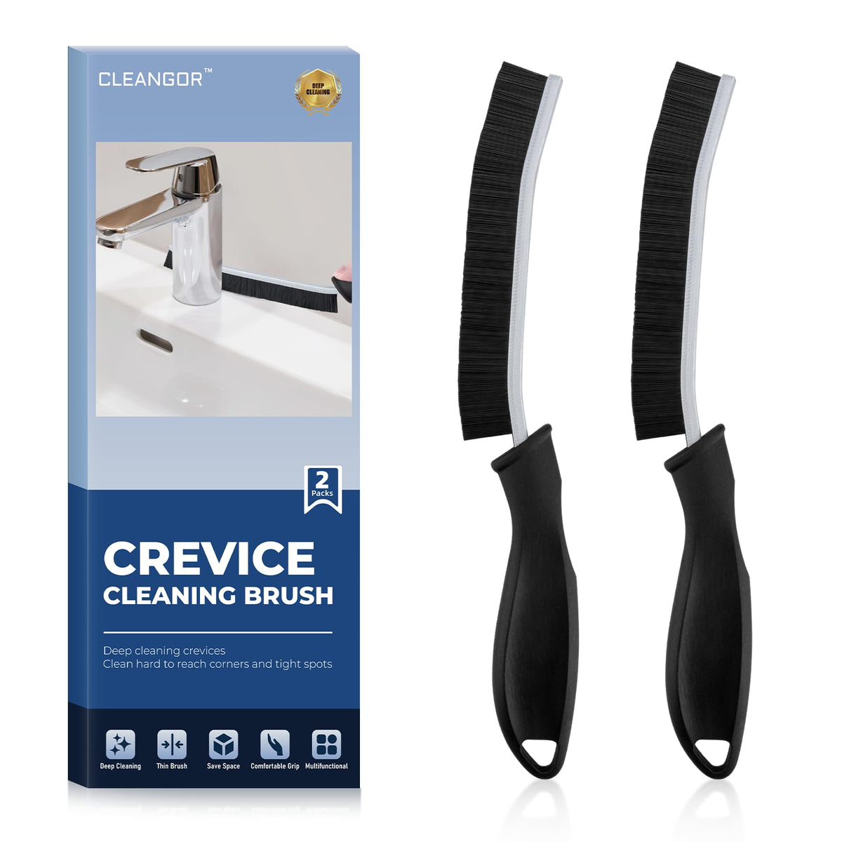 CLEANGOR Crevice Cleaning Brushes, Cleaner Scrub Brush Tool for Tight Space