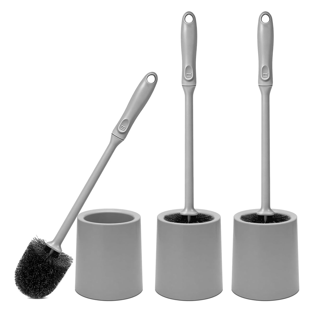 AONEZ Toilet Brush and Holder Set with Long Handle, 2 Pack, Black