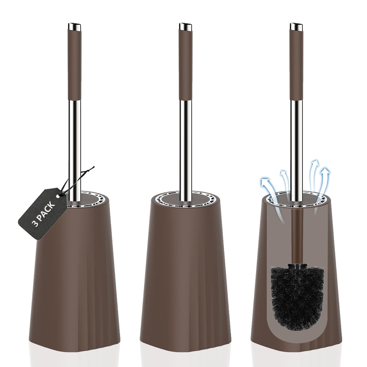 SetSail Toilet Brush, Compact Size Toilet Bowl Brush and Holder Toilet Brushes for Bathroom with Stainless Steel Handle Toilet Cleaner Brush with Durable Scrubbing Bristles, Splash-Proof