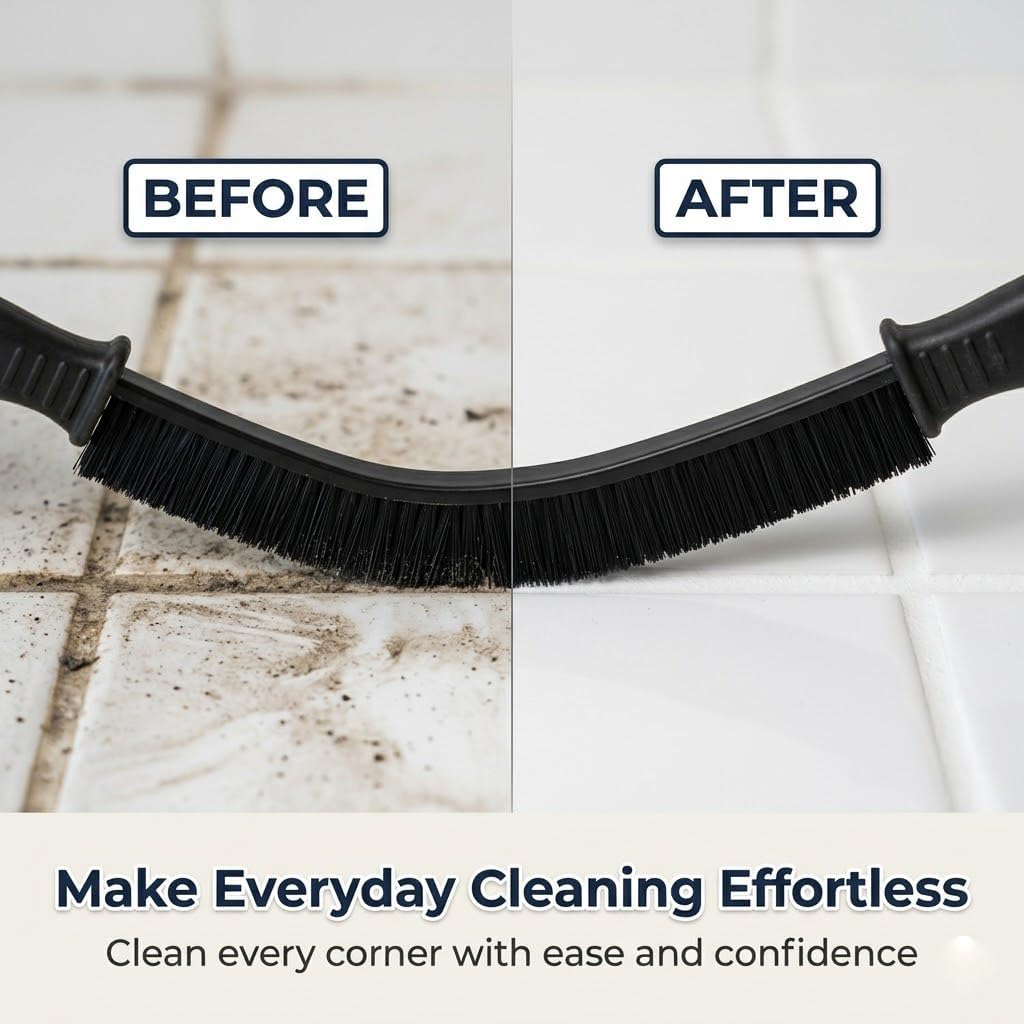3-Piece Angled Crevice Cleaning Brush, Hard Bristle Grout Scrub Brushes, Gap Cleaning Tool for Hard to Reach Tight Space, Deep Clean Dead Corner Cleaner for Window Track, Bathroom, Kitchen, Shower