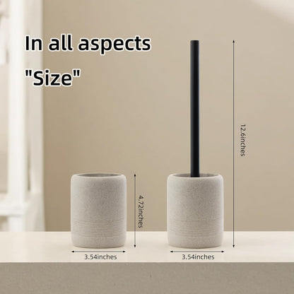Toilet Brush and Holder Set, 2 PCS,Simple Sandstone Look,Beige