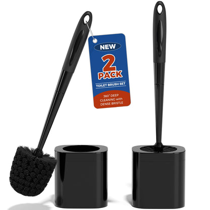 Holaloha Toilet Brush and Holder Set, Space Saving, 2 Pack, White