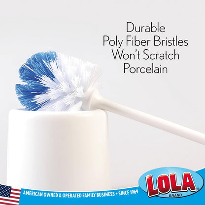 LOLA Classic Toilet Brush, Durable Fiber Stiff Bristles, Non-Scratch - 2 PK