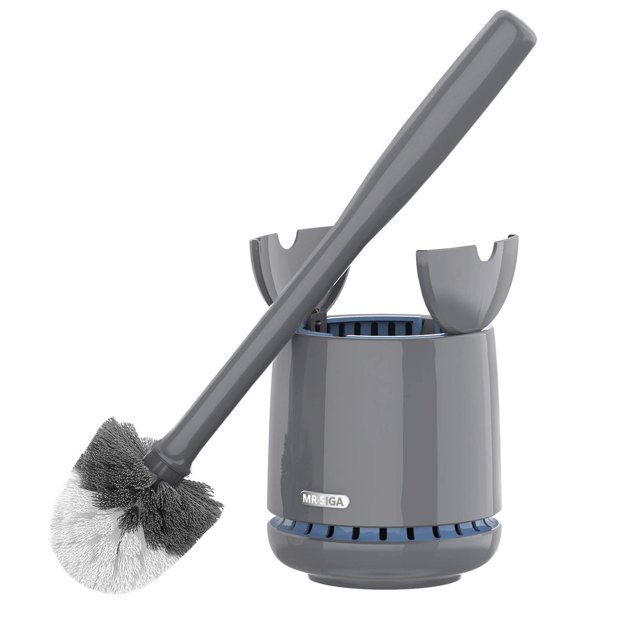 MR.SIGA Toilet Bowl Brush and Holder, Sturdy Long Handle, Gray, 1 Pack