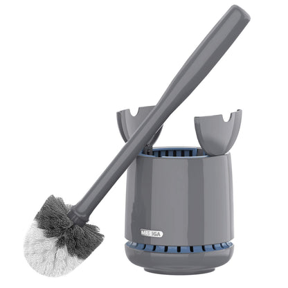 MR.SIGA Toilet Bowl Brush and Holder, Sturdy Long Handle, Gray, 1 Pack