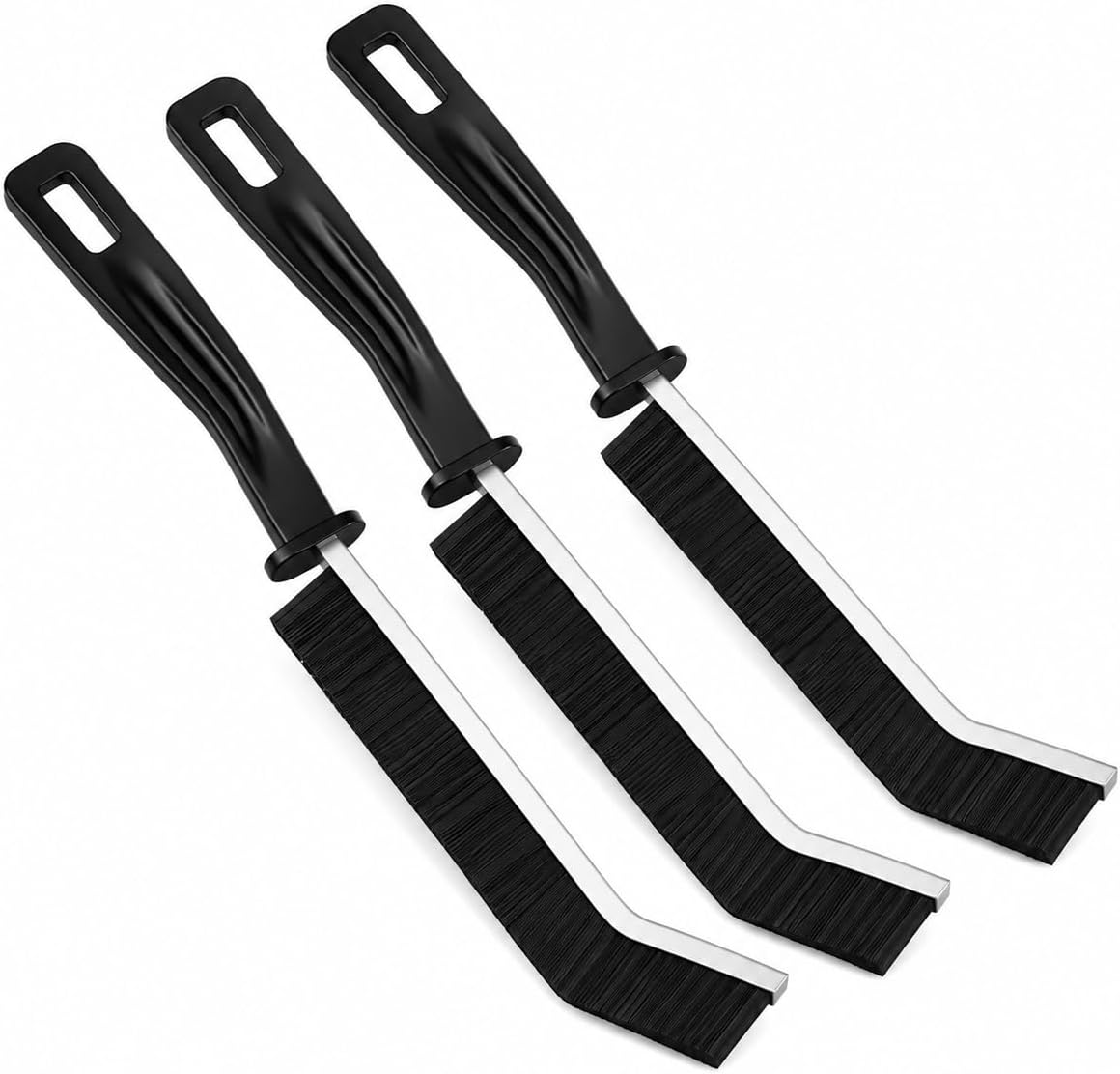 Black Crevice Brush 3 Pack, Narrow Gap Cleaning Brush for Window Track, Tile Lines, Kitchen, Bathroom & Household Detail Cleaning