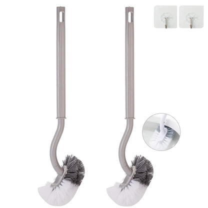 2 Pack Curved Toilet Bowl Brush Without Holder for Bathroom, Compact Toilet Brush Durable Under The Rim Household Deep Cleaning Brushes (White Toilet Brush Without Holder)