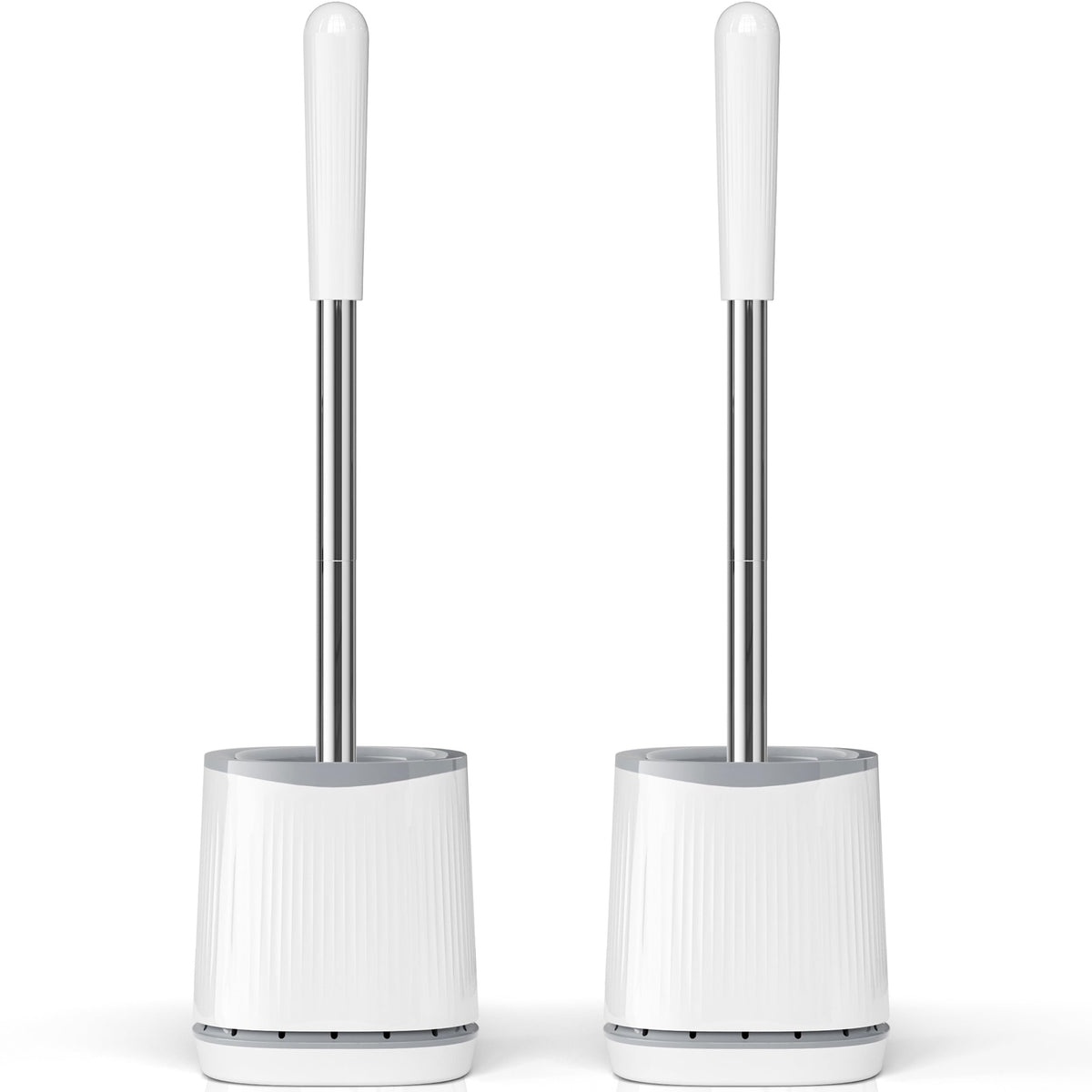 TRENTI Toilet Brush and Holder Set - Bristles Bowl Brush Head with Ventilated Holder, Wall Mounted Compact Set for Bathroom Deep Cleaning