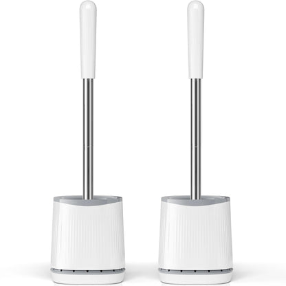 TRENTI Toilet Brush and Holder Set - Bristles Bowl Brush Head with Ventilated Holder, Wall Mounted Compact Set for Bathroom Deep Cleaning