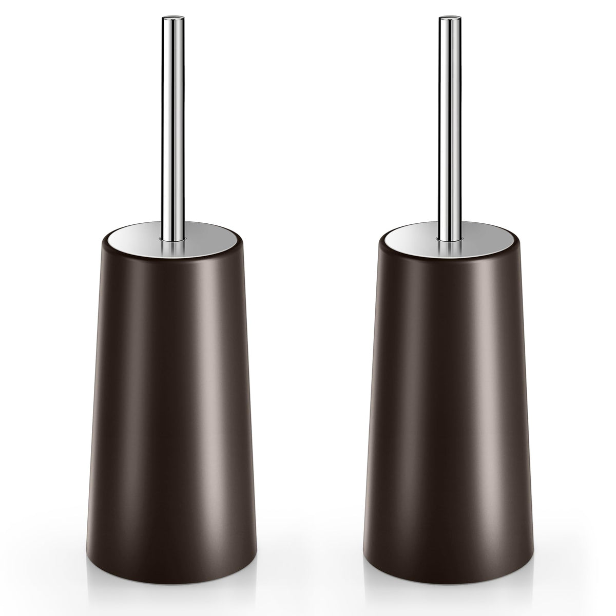 Toilet Brush and Holder, 2 Pack Toilet Brush with 304 Stainless Steel Long Handle, Toilet Bowl Brush for Bathroom Toilet-Ergonomic, Elegant,Durable (White)