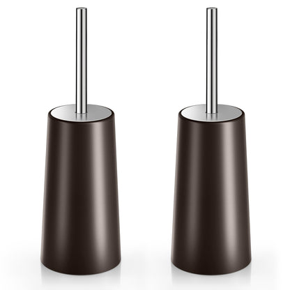 Toilet Brush and Holder, 2 Pack Toilet Brush with 304 Stainless Steel Long Handle, Toilet Bowl Brush for Bathroom Toilet-Ergonomic, Elegant,Durable (White)