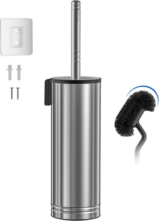 HAMITOR Toilet Brush and Holder Set: Stainless for New Bathroom Essentials