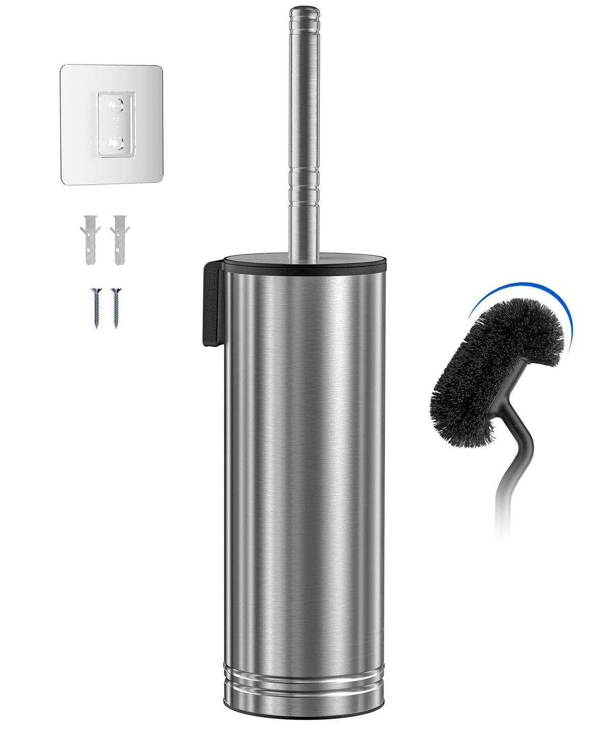 HAMITOR Toilet Brush and Holder Set: Stainless for New Bathroom Essentials