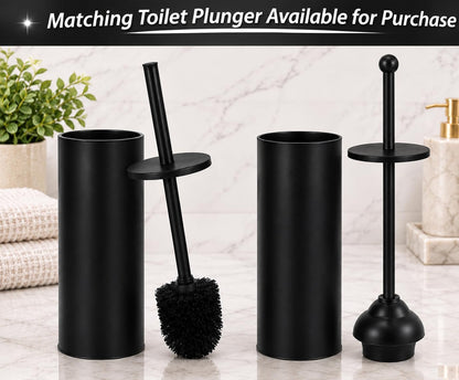 Deep & Sturdy Toilet Bowl Brush with Holder - Durable Scrubbing - Toilet Cleaners - Household Essentials - Silicone Brush - Bathroom Cleaner - Cleaning Supplies - Household Supplies, Matte Black