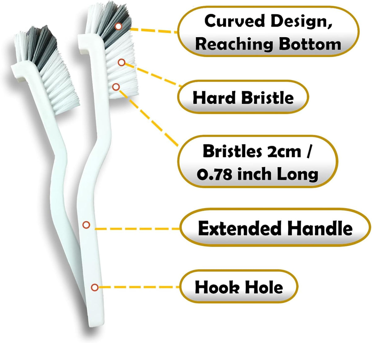 Betanull Crevice Cleaning Brush Set, Multi-Purpose Hard Bristle Brushes