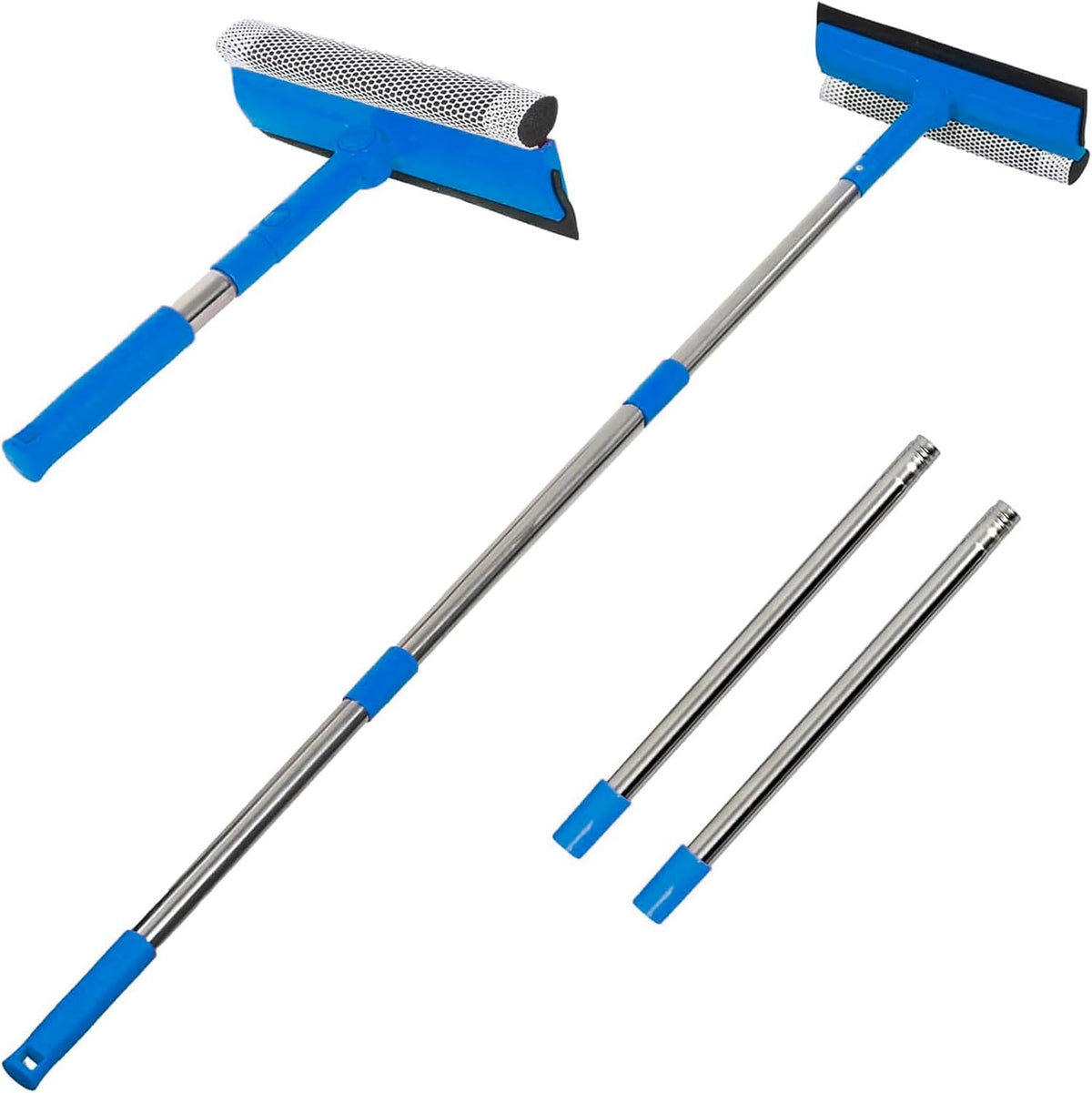 2 in 1 Window Squeegee with 55"&10" Steel Handle for Gas Station,Home,Car