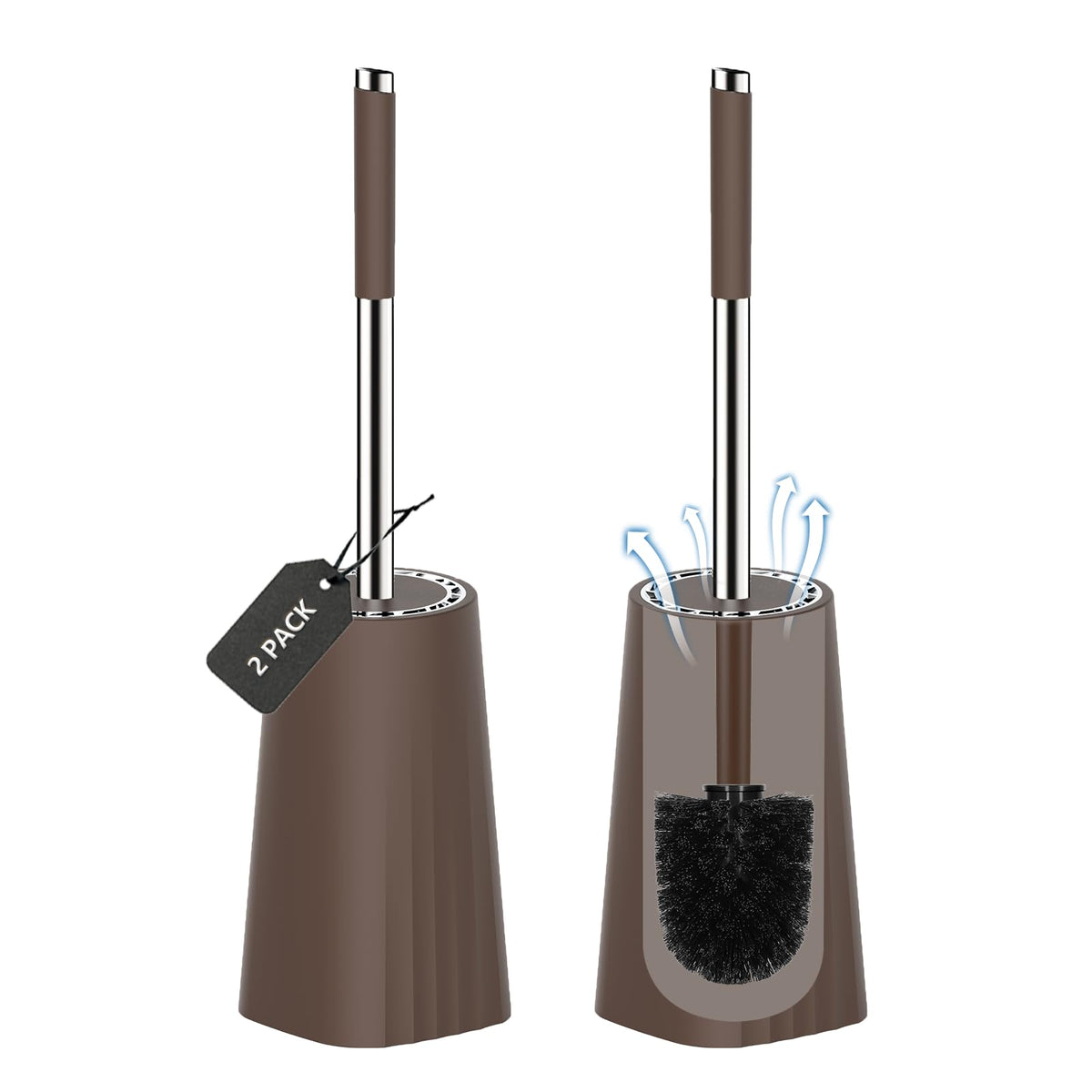 SetSail Toilet Brush, Compact Size Toilet Bowl Brush and Holder Toilet Brushes for Bathroom with Stainless Steel Handle Toilet Cleaner Brush with Durable Scrubbing Bristles, Splash-Proof