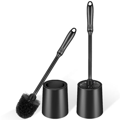 AONEZ Toilet Brush and Holder Set with Long Handle, 2 Pack, Black