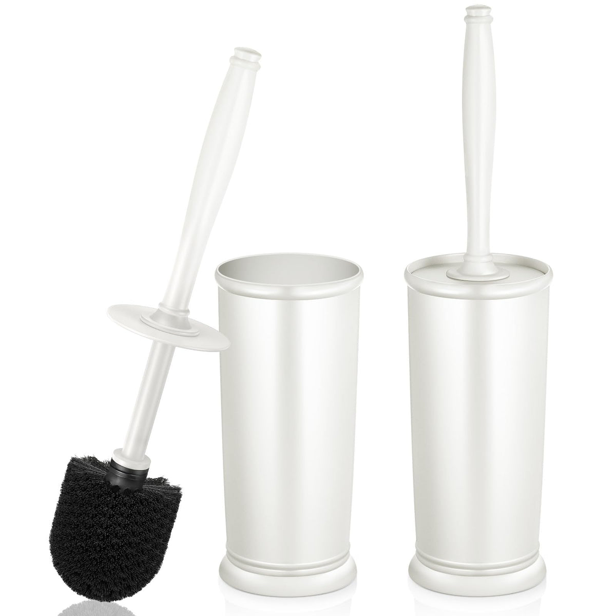 HAMITOR Toilet Bowl Brush Holder Set: Modern Brown Bathroom Accessories