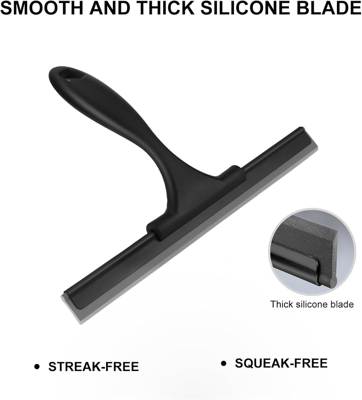 SetSail Squeegee for Shower Glass Door, 10 Inches, Black