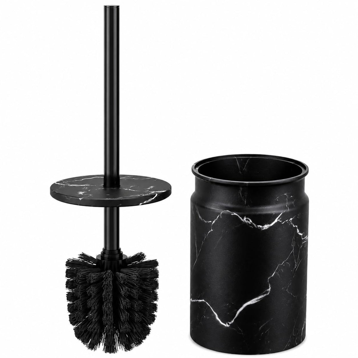 Rustic Luxe Toilet Brush and Holder Set - Beige Toilet Bowl Cleaner Brush with Strong Metal Handle - Long Bristles Toilet Bowl Brush and Holder - Rustic Farmhouse Decor
