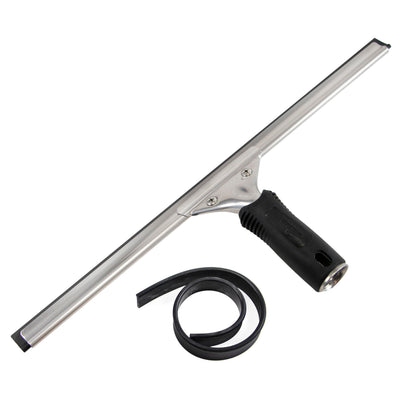 Unger Professional Connect and Clean 12” Performance Squeegee for Glass and Window Care with Replacement Rubber, Heavy Duty Cleaning Supplies with Streak-Free Results, Handheld Household Cleaner Tool