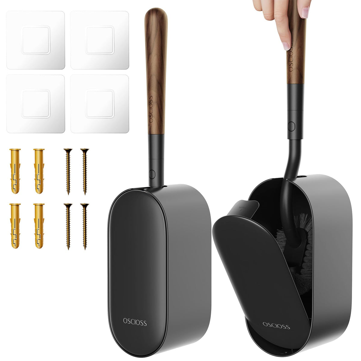 Toilet Bowl Brush and Holder, OSCIOSS Toilet Brush Set with Ergonomic Design, Compact Size, Durable Bristles, RV Toilet Brushes & Holders for Dead Corner Clean (White, 1pack)