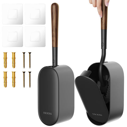 Toilet Bowl Brush and Holder, OSCIOSS Toilet Brush Set with Ergonomic Design, Compact Size, Durable Bristles, RV Toilet Brushes & Holders for Dead Corner Clean (White, 1pack)