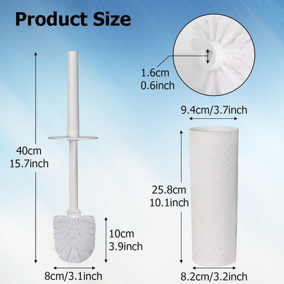Topsky Toilet Brush & Holder Set, 2 Pack Plastic Round Barrel Loo Brush with 2 Replacement Heads, Durable for Bathroom, White