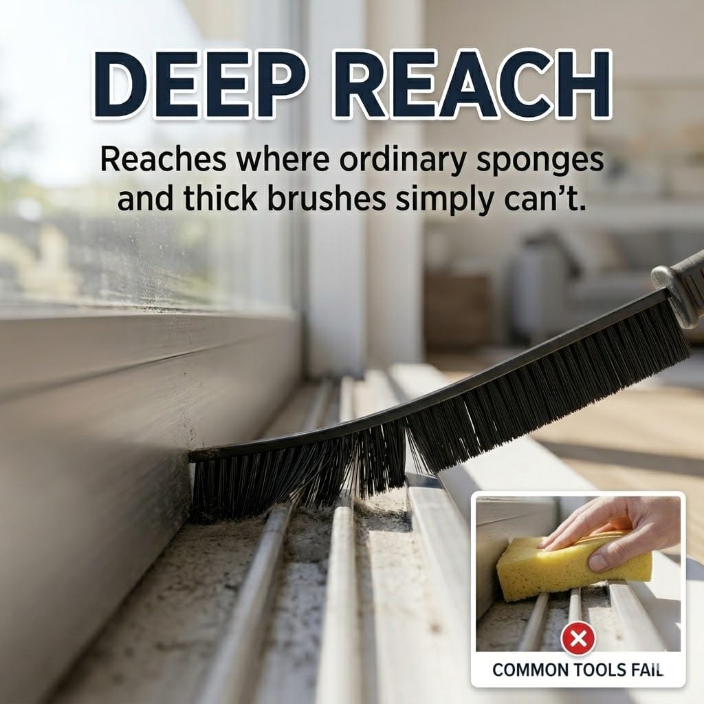 3-Piece Angled Crevice Cleaning Brush, Hard Bristle Grout Scrub Brushes, Gap Cleaning Tool for Hard to Reach Tight Space, Deep Clean Dead Corner Cleaner for Window Track, Bathroom, Kitchen, Shower