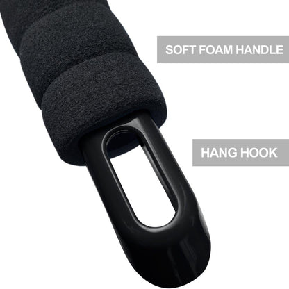 Squeegee for Shower Door, Car Windshield, and Glass Window - 2 Extra Silicone Replacement Blades - Foam Handle - Black