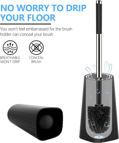 SetSail Toilet Brush, Compact Size Toilet Bowl Brush and Holder Toilet Brushes for Bathroom with Stainless Steel Handle Toilet Cleaner Brush with Durable Scrubbing Bristles, Splash-Proof