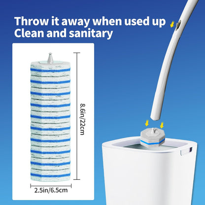 Hohoky 100pc Bulk Toilet Brush Refills - Disposable Toilet Brush Replacement Heads, Pack for Household Cleaning Bathroom cleaners Compatible Heads,washroom mats Cleaning System,Clean Refill Pads.