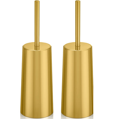 Toilet Brush and Holder, 2 Pack Toilet Brush Stainless Steel, Toilet Bowl Brush for Bathroom Toilet-Ergonomic, Elegant,Durable (Silver)
