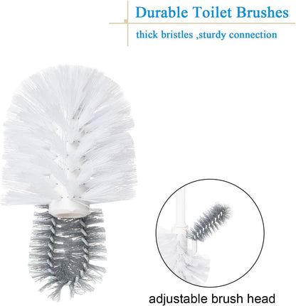 2 Pack Toilet Bowl Brush Without Holder for Bathroom, Under-Rim Double Brush Head, Long Handle Household Cleaning Brushes Set (2 Pack Grey Brush Without Holder)