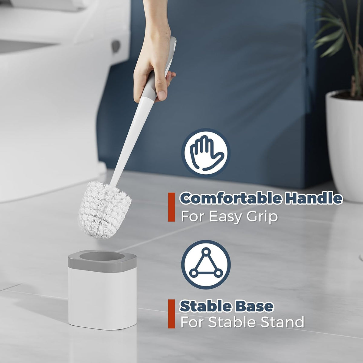 Holaloha Toilet Brush and Holder Set, Space Saving, 2 Pack, White